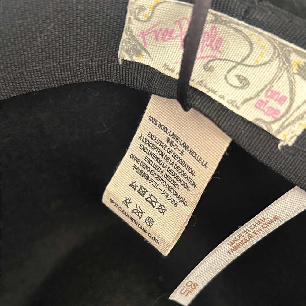 Free People Wool Black Hat Fedora One Size with Black Band - Picture 9 of 14
